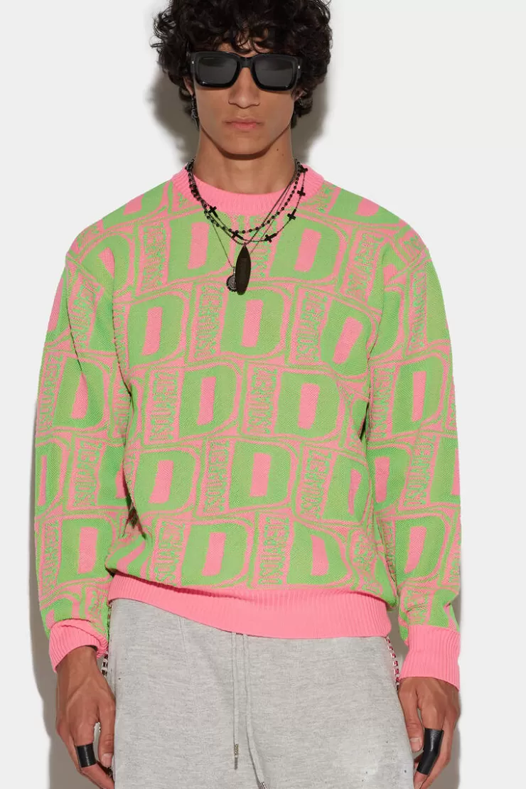 Dsquared2 Allover D2 Neon Knit>Uomo Maglieria