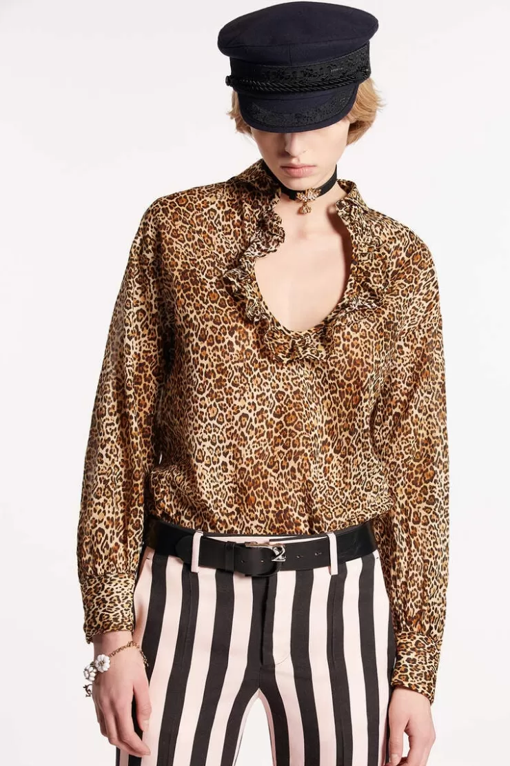 Dsquared2 Animal Print Long Sleeve Fluid Top>Donna Top & T-Shirt