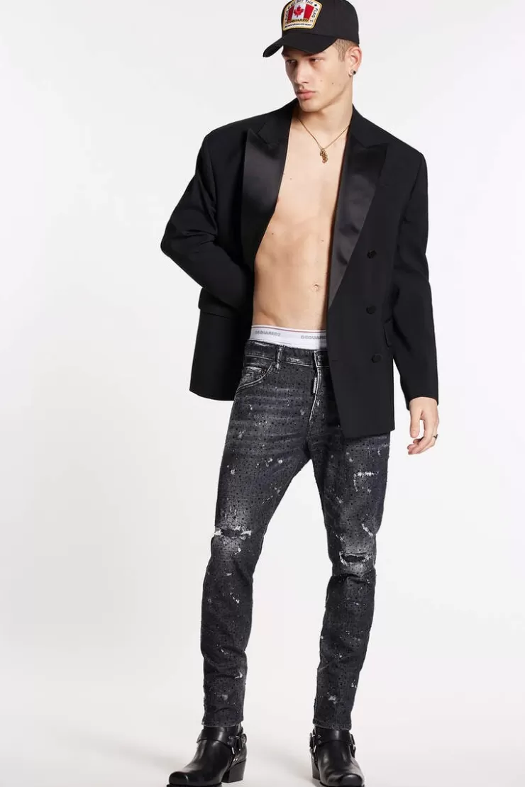 Dsquared2 Black Galaxy Wash Skater Jeans>Uomo Jeans