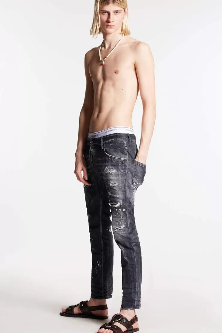 Dsquared2 Black Orange Spots Wash Skater Jeans>Uomo Jeans