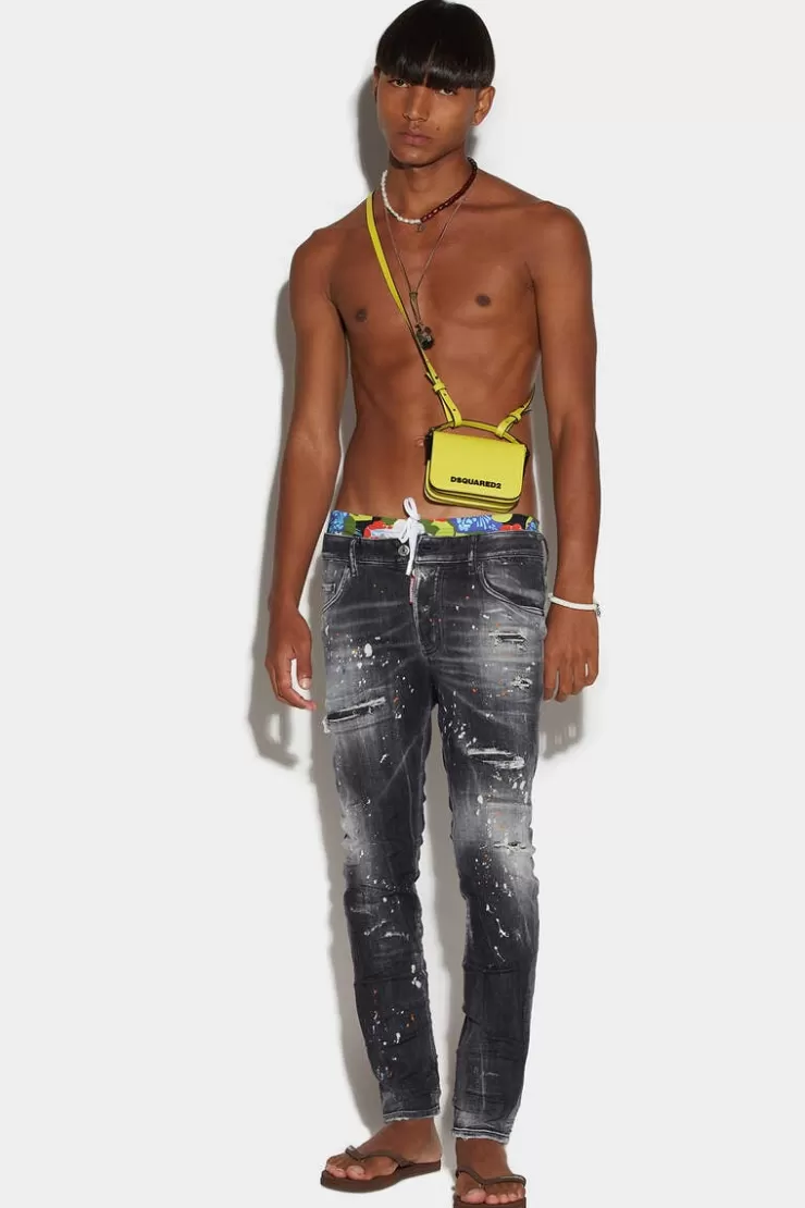 Dsquared2 Black Orange Spots Wash Super Twinky Jeans>Uomo Jeans