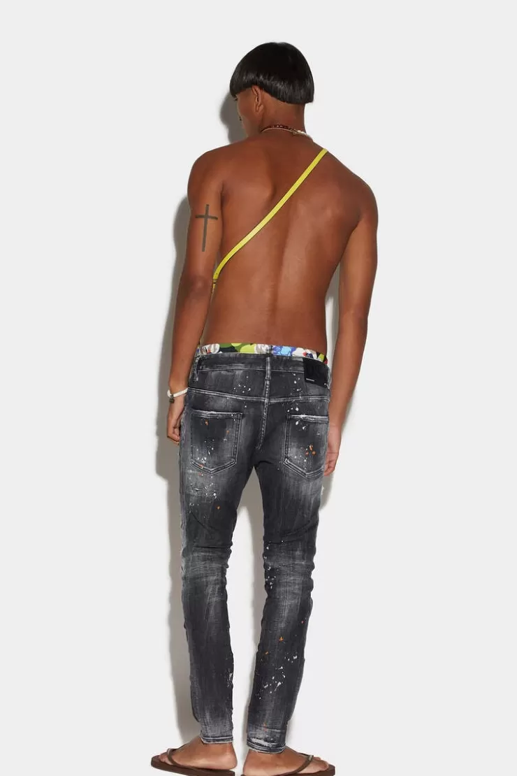 Dsquared2 Black Orange Spots Wash Super Twinky Jeans>Uomo Jeans