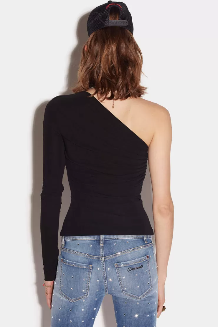 Dsquared2 Camping Crew One Shoulder Top>Donna Top & T-Shirt