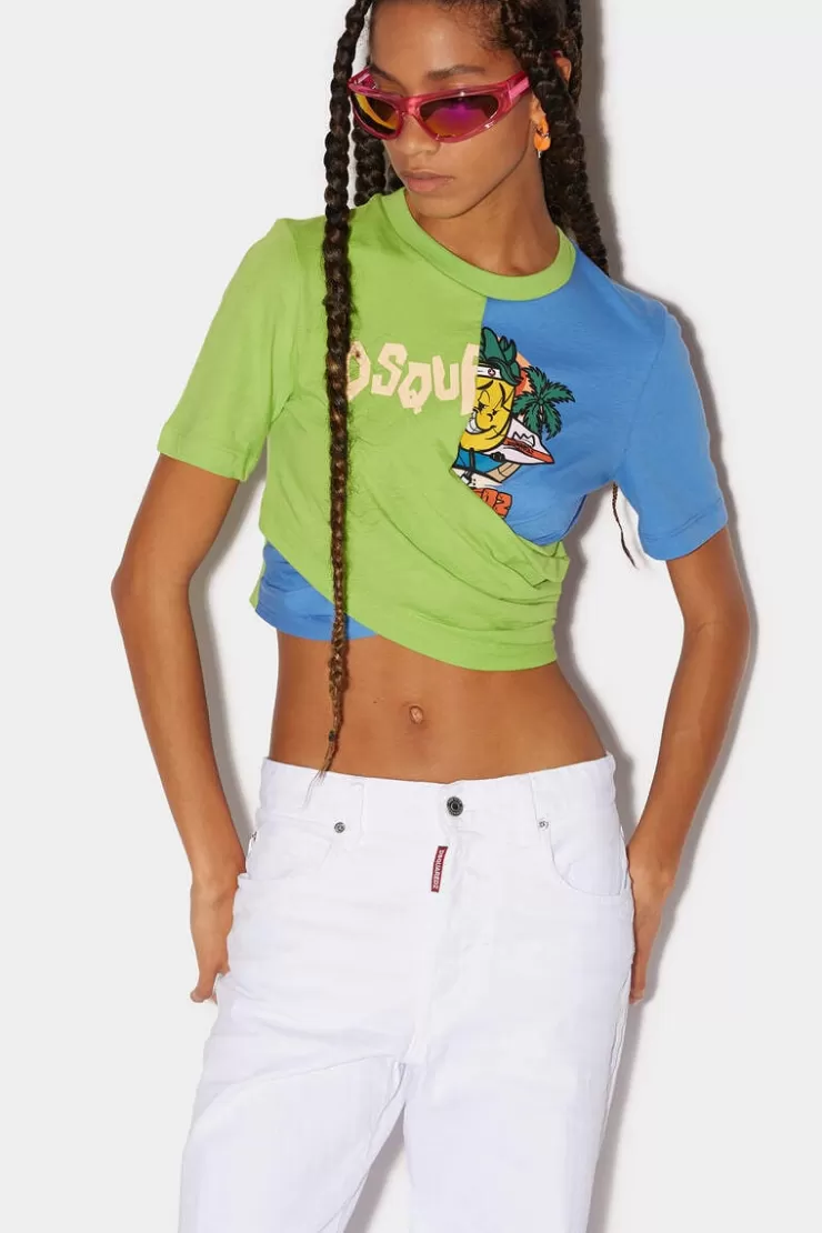 Dsquared2 Criss Cross Split T-Shirt>Donna Top & T-Shirt