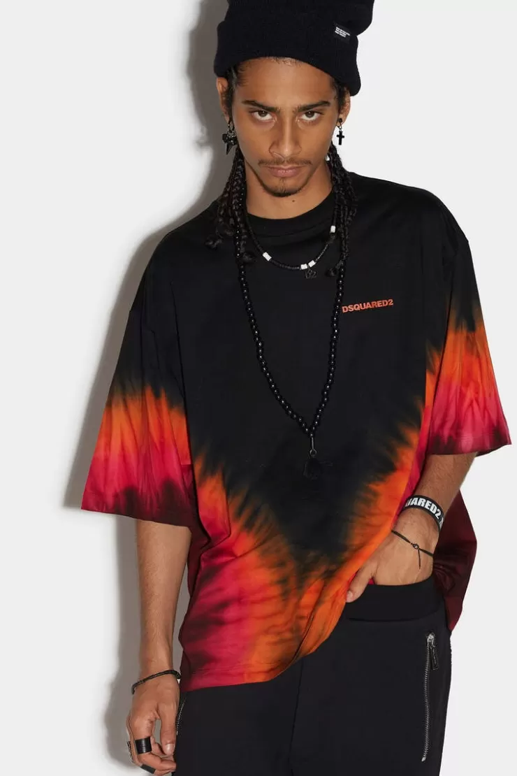 Dsquared2 D2 Flame Dropped Shoulder T-Shirt>Uomo T-Shirt & Polo
