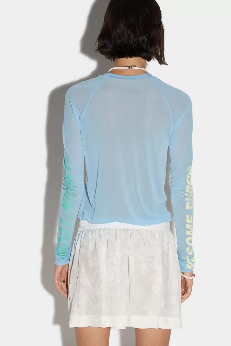Dsquared2 D2 Wave Twins Longsleeves T-Shirt>Donna Top & T-Shirt