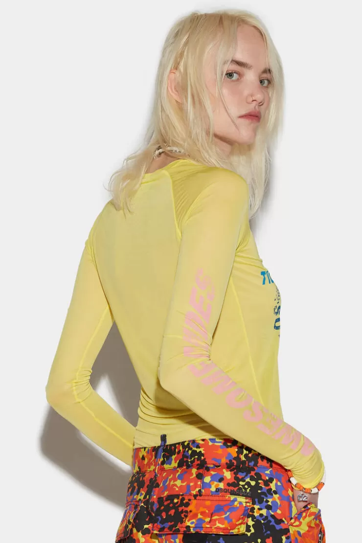 Dsquared2 D2 Wave Twins Longsleeves T-Shirt>Donna Top & T-Shirt