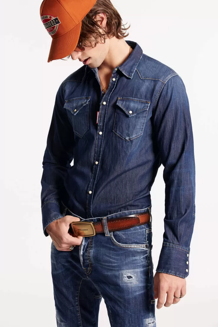 Dsquared2 Dark Classic Wash Western Shirt>Uomo Camicie
