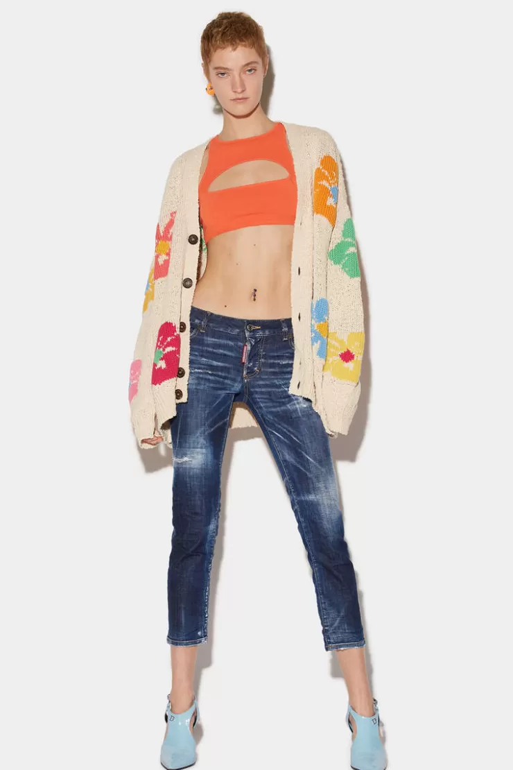 Dsquared2 Dark Crinckle Wash Jennifer Cropped Jeans>Donna Jeans