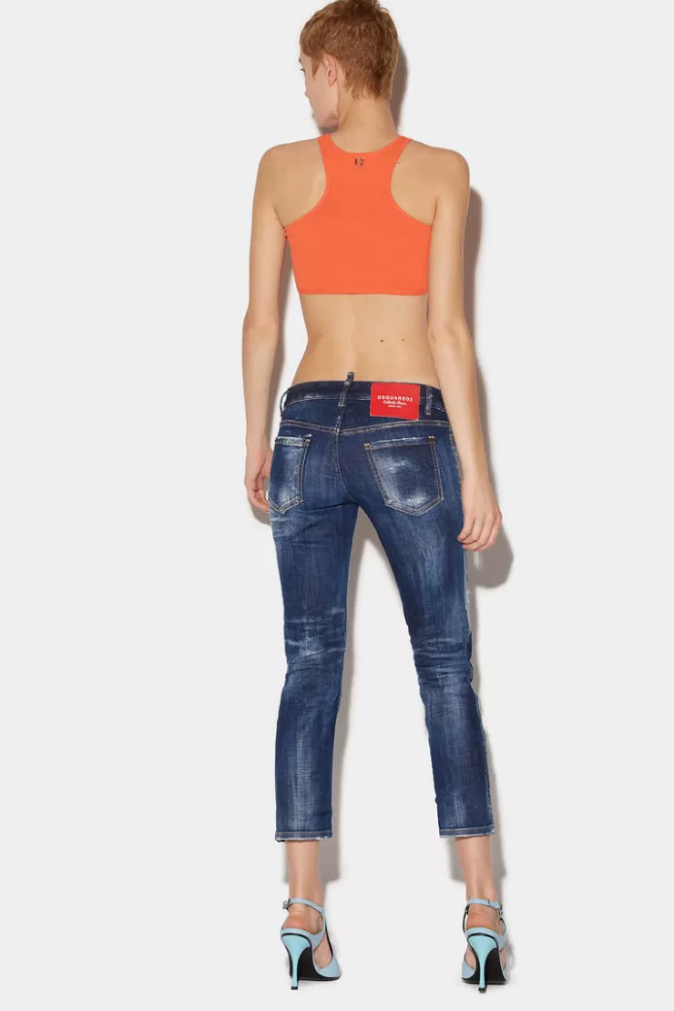 Dsquared2 Dark Crinckle Wash Jennifer Cropped Jeans>Donna Jeans