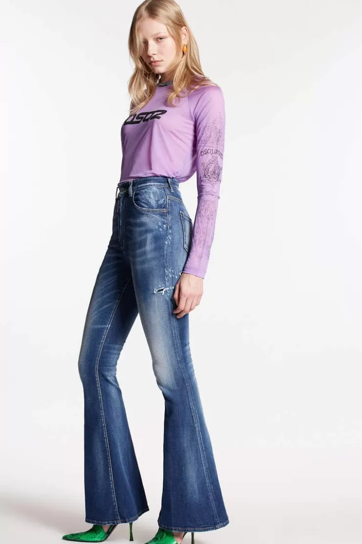 Dsquared2 Dark Fade Wash Surfer Flare>Donna Jeans