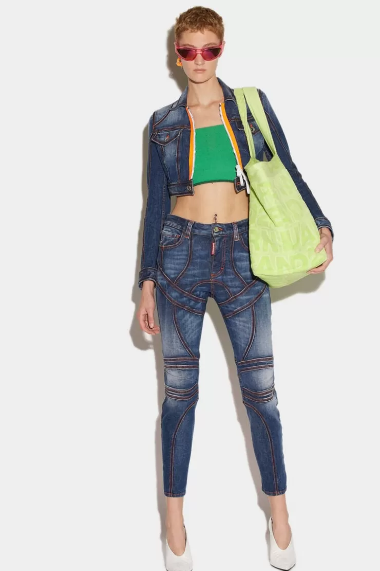 Dsquared2 Dark Fade Wash Surfer Skinny Jeans>Donna Pantaloni