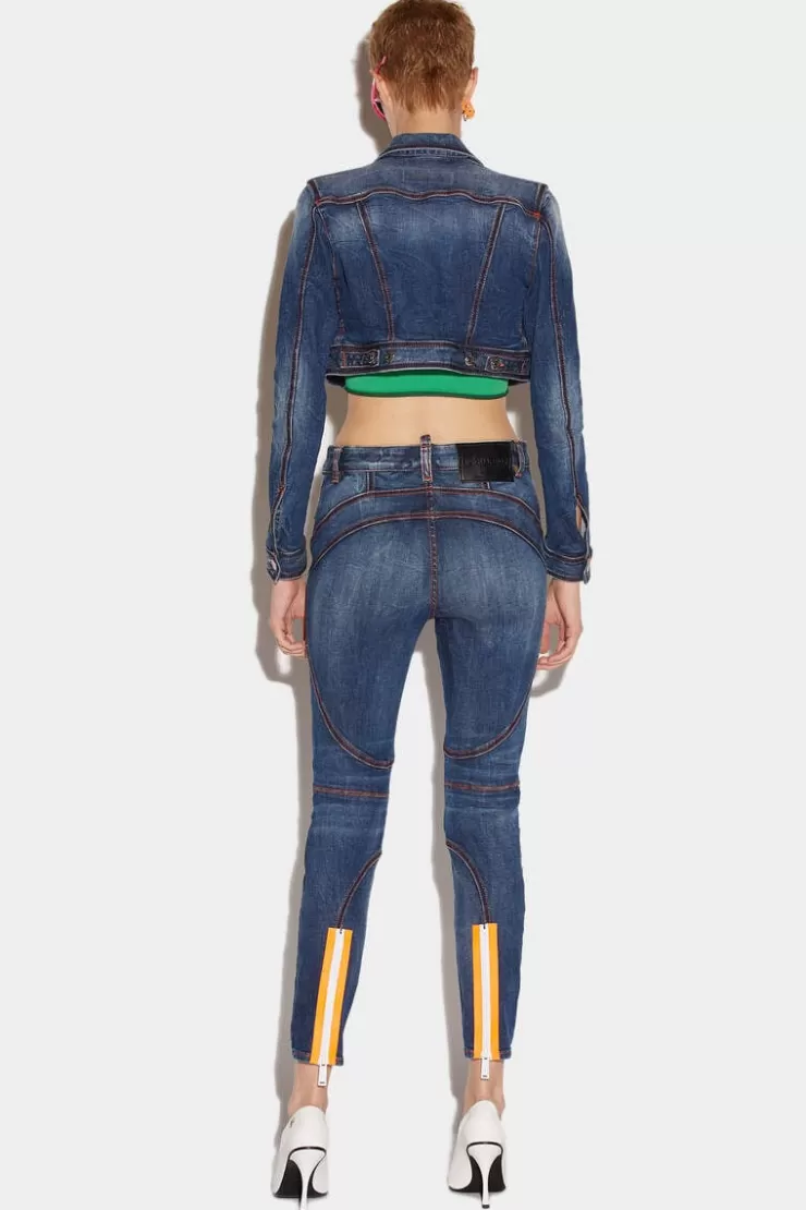 Dsquared2 Dark Fade Wash Surfer Skinny Jeans>Donna Pantaloni