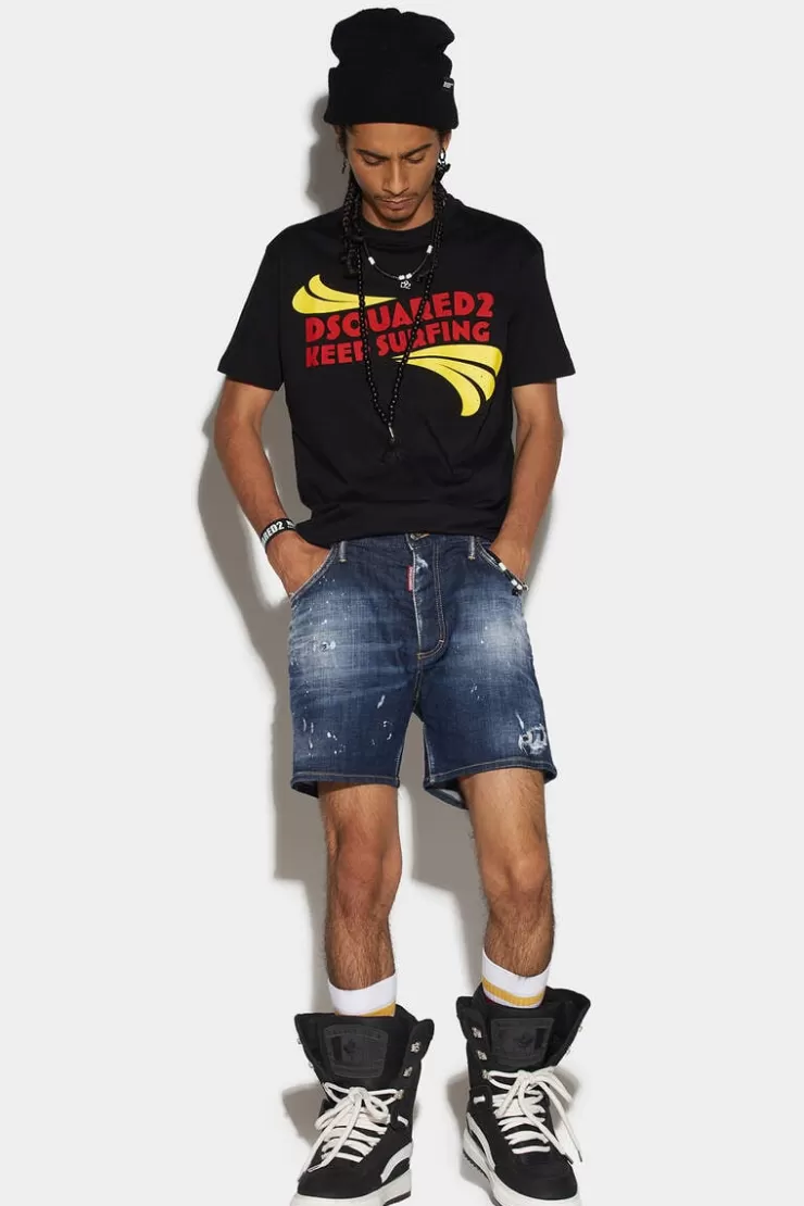 Dsquared2 Dark Ripped Wash Commando Denim Shorts>Uomo Pantaloni Corti