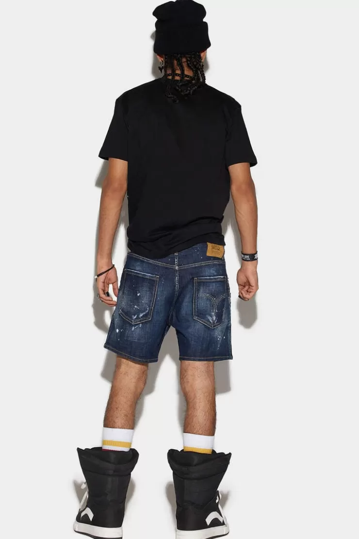 Dsquared2 Dark Ripped Wash Commando Denim Shorts>Uomo Pantaloni Corti