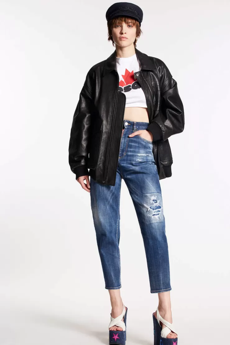 Dsquared2 Dark Ripped Wash Sasoon Jeans>Donna Jeans