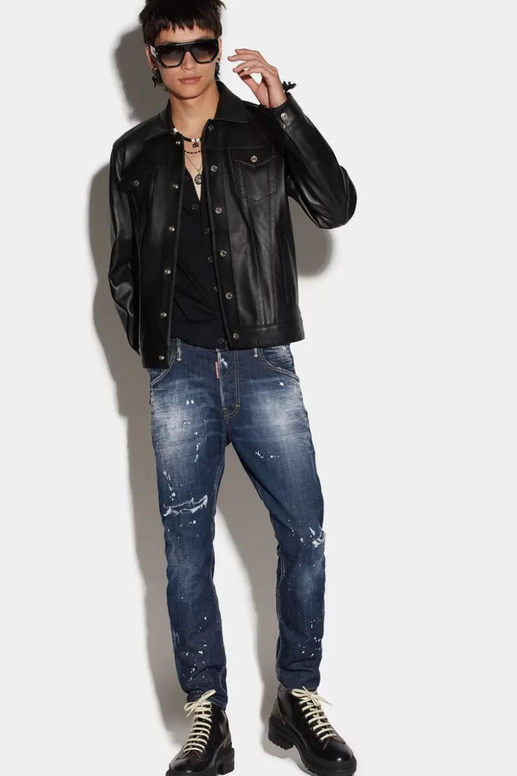 Dsquared2 Dark Ripped Wash Skater Jeans>Uomo Jeans