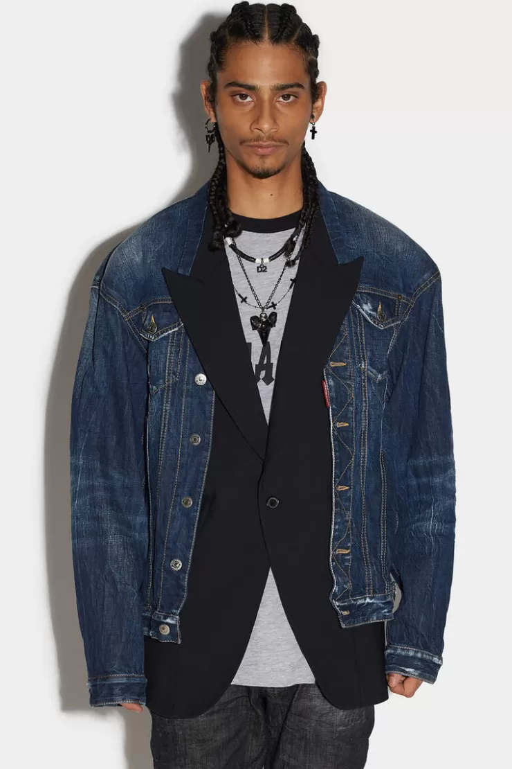 Dsquared2 Dark Semplice Wash Layered Mix Blazer>Uomo Cappotti & Giubbotti