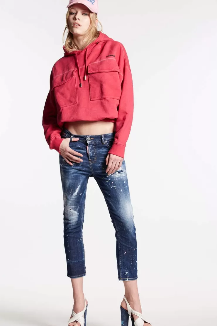 Dsquared2 Dark Spotted Wash Cool Girl Cropped Jeans>Donna Jeans