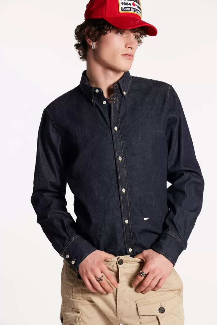 Dsquared2 Dark Wash Dean B.D. Shirt>Uomo Camicie