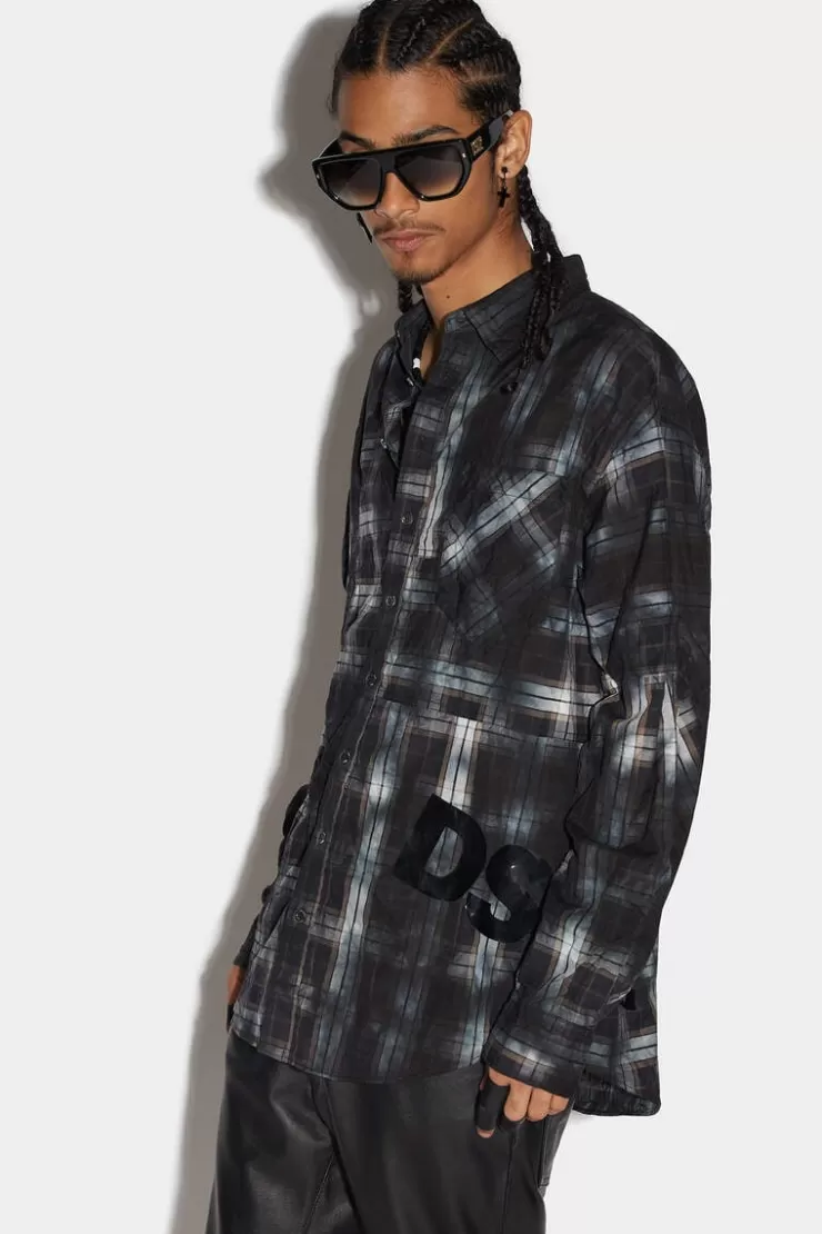 Dsquared2 Dirty Check Dropped Shoulder Shirt>Uomo Camicie