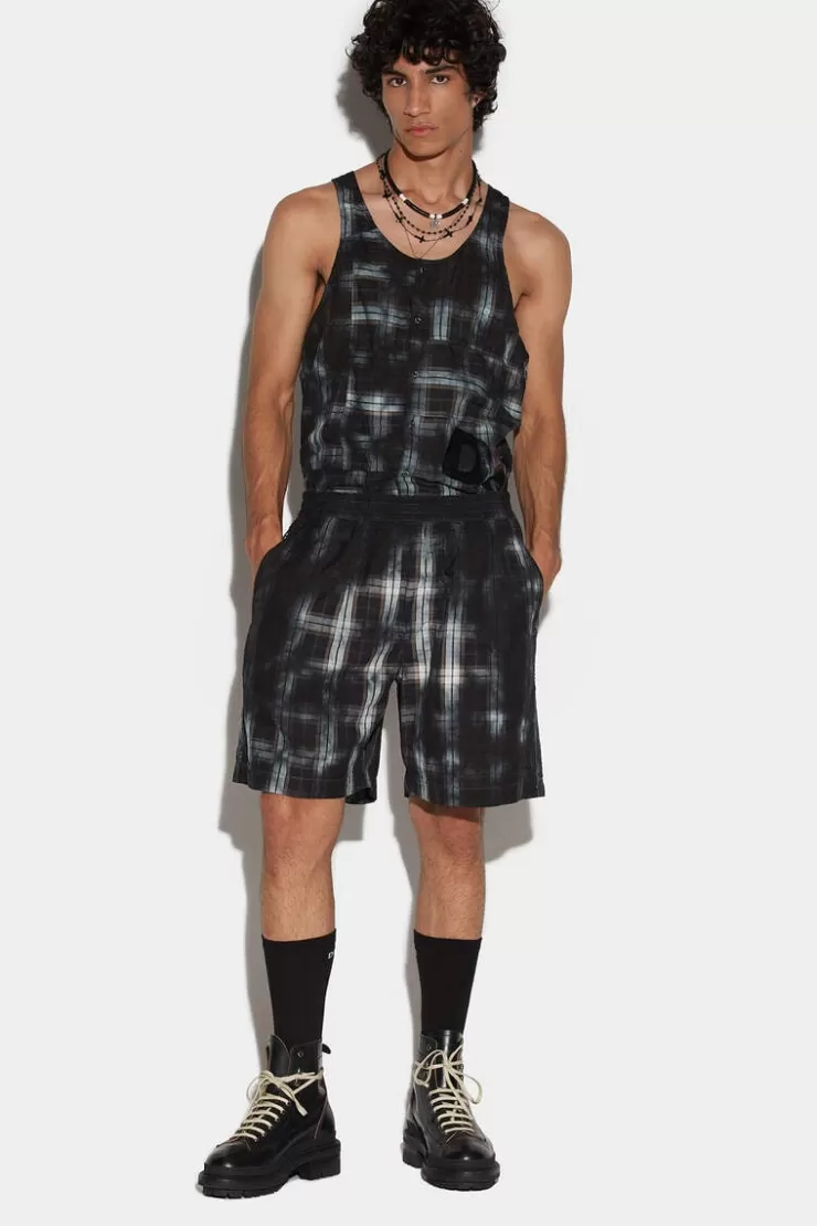 Dsquared2 Dirty Check Elastic Boxer Shorts>Uomo Pantaloni Corti