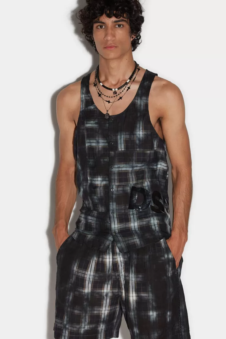 Dsquared2 Dirty Check Tank Top>Uomo T-Shirt & Polo