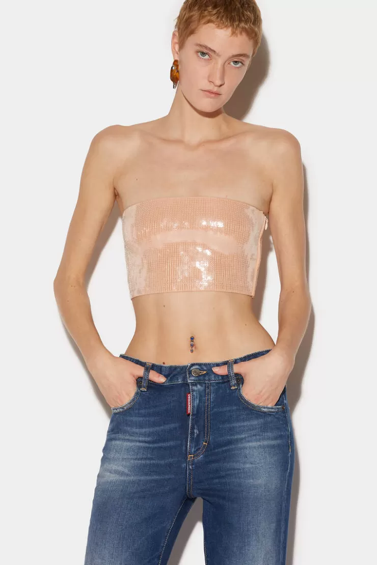 Dsquared2 Disco Sequin Tube Top>Donna Top & T-Shirt