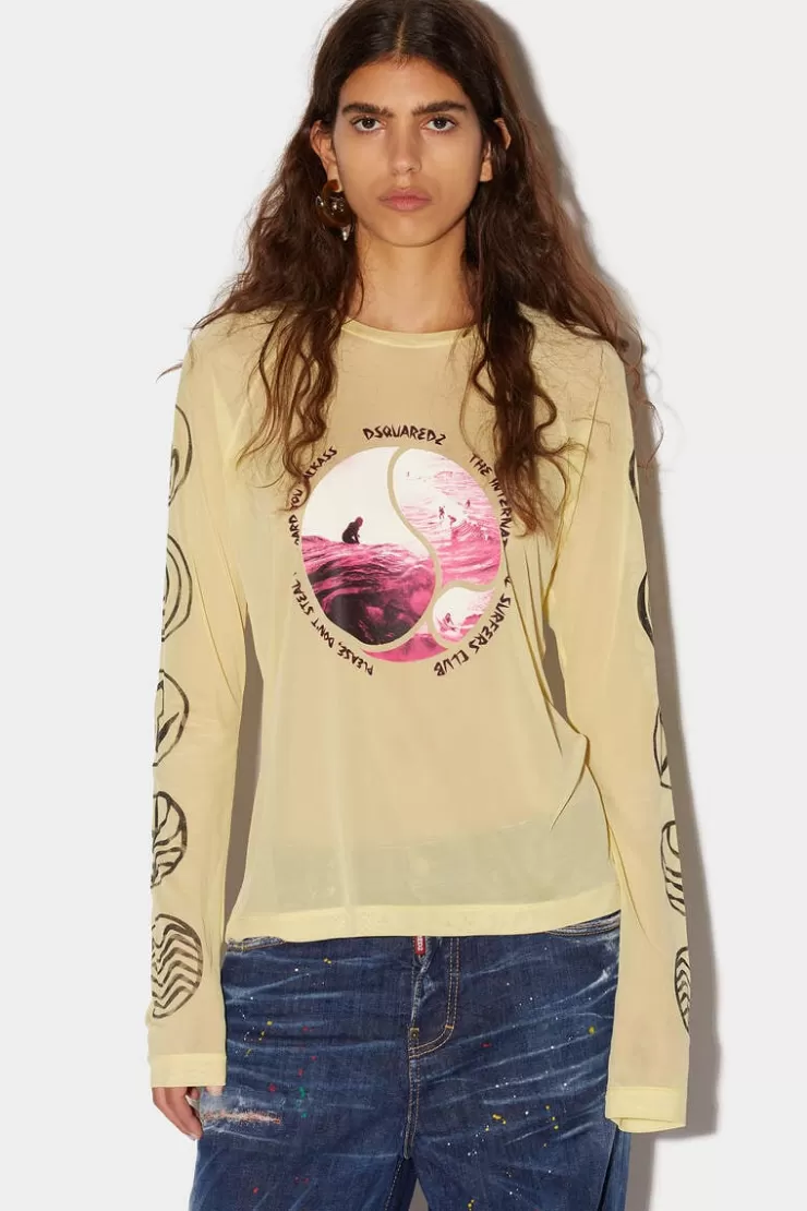 Dsquared2 Dsq2 Surf Club Longsleeves T-Shirt>Donna Top & T-Shirt