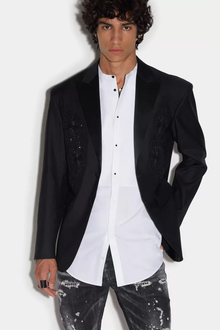 Dsquared2 Goth Flower Peak Super Relaxed Shoulder Jacket>Uomo Abiti & Giacche