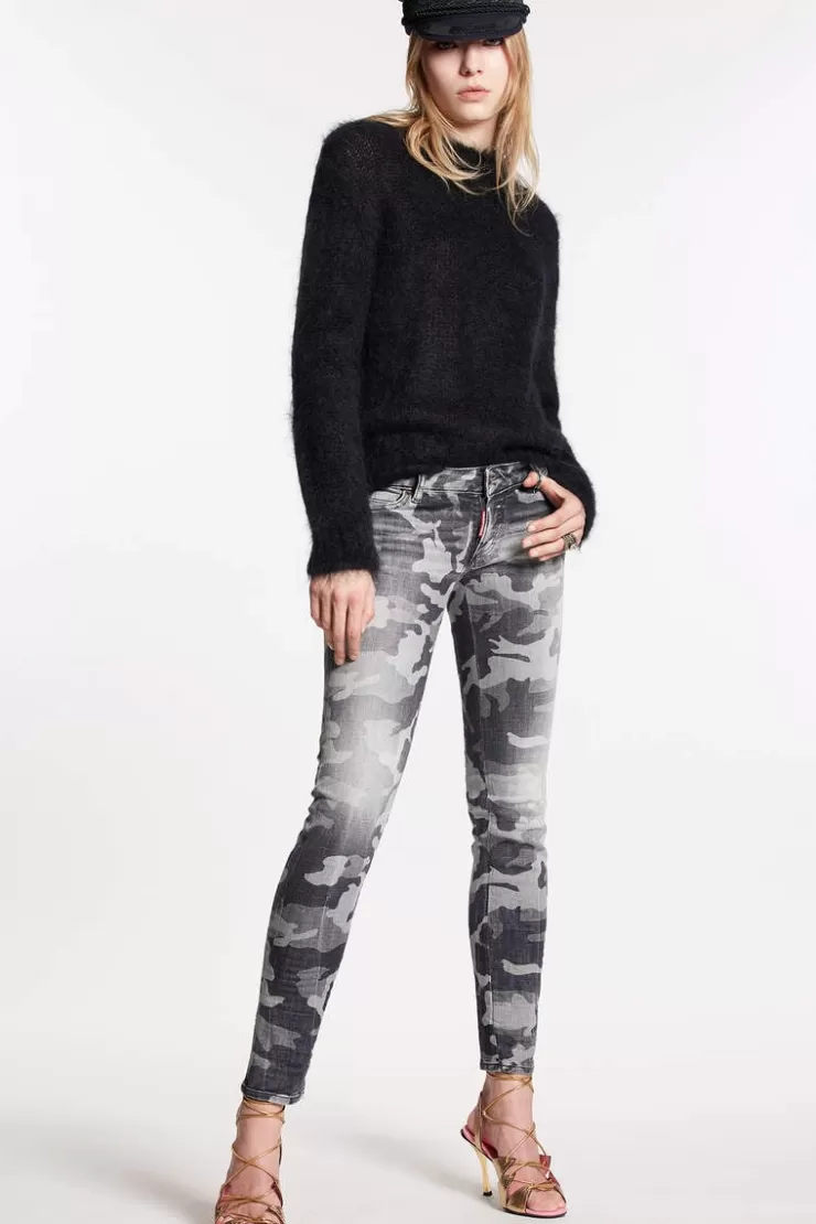 Dsquared2 Grey Camo Wash Jennifer Jeans>Donna Jeans