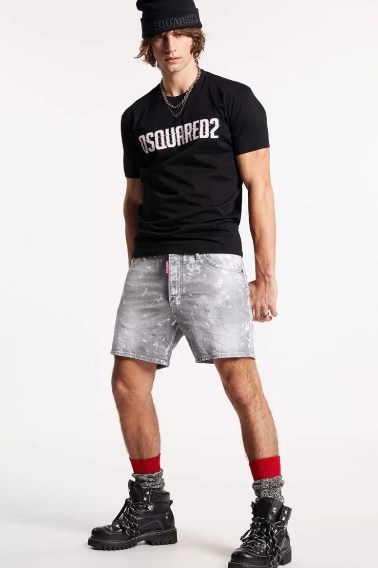 Dsquared2 Grey Spotted Wash Dan Commando Shorts>Uomo Pantaloni Corti