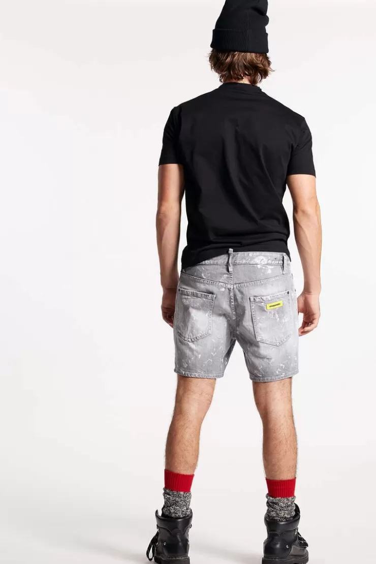 Dsquared2 Grey Spotted Wash Dan Commando Shorts>Uomo Pantaloni Corti