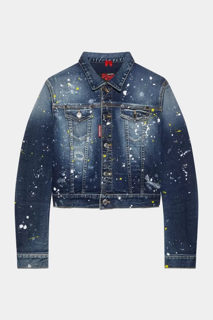 Dsquared2 Honey Dark Crystal Wash Twiggy Jean Jacket>Donna Cappotti & Giubbotti