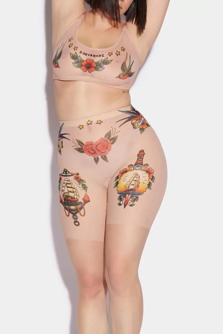 Dsquared2 Honey Tattoo Cycling Shorts>Donna Intimo