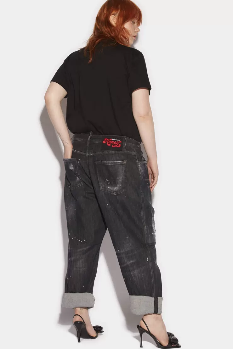 Dsquared2 Honey Wash Curvy Baggy Jeans>Donna Jeans