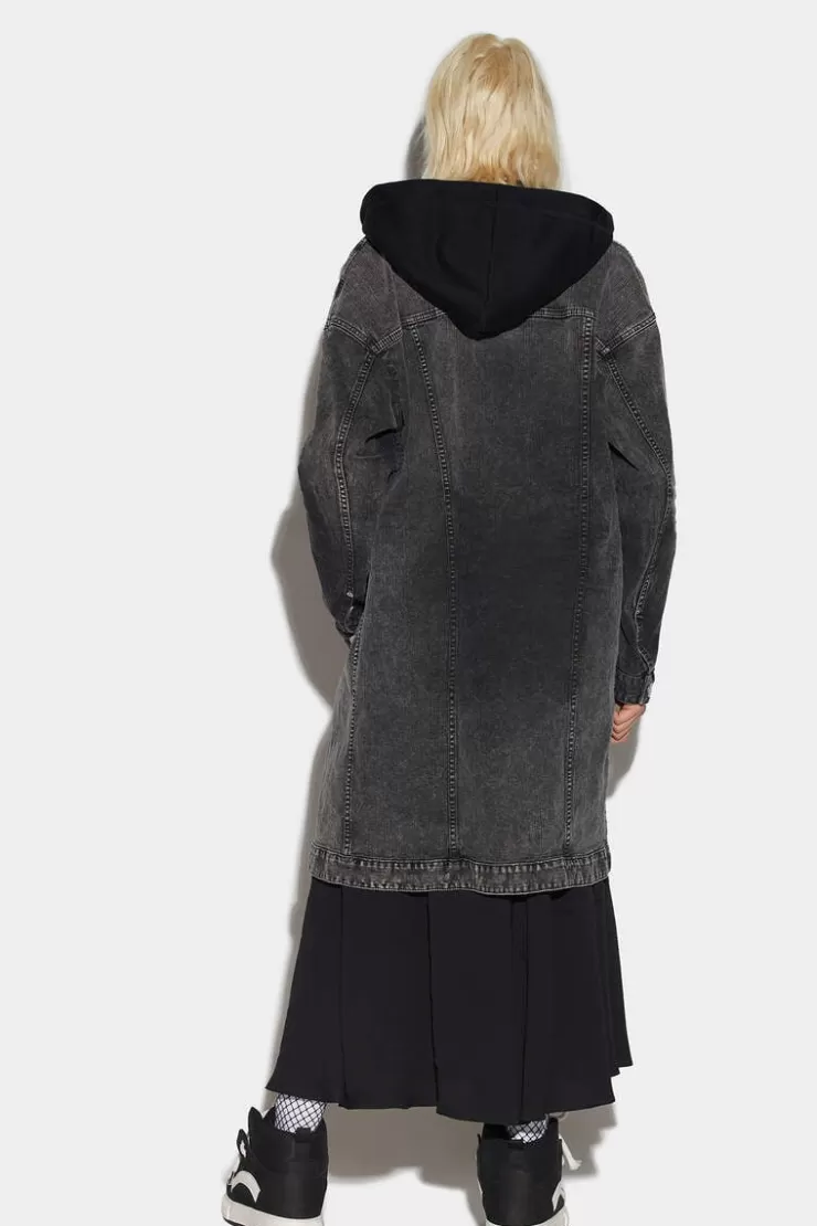Dsquared2 Hooded Jean Coat>Donna Cappotti & Giubbotti