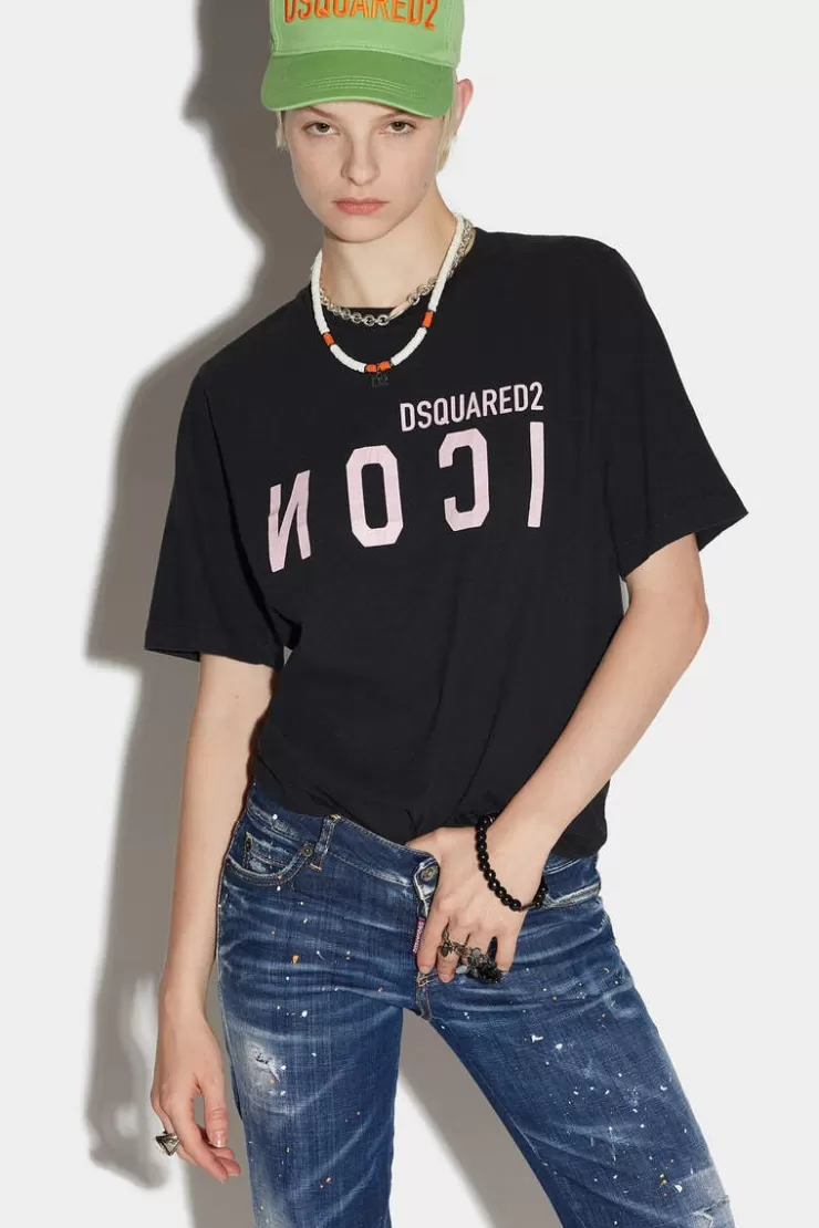 Dsquared2 Icon Cracked Easy T-Shirt>Donna Top & T-Shirt