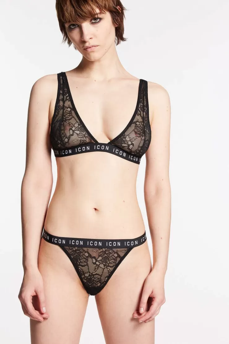 Dsquared2 Icon Lace Triangle Bra>Donna Intimo