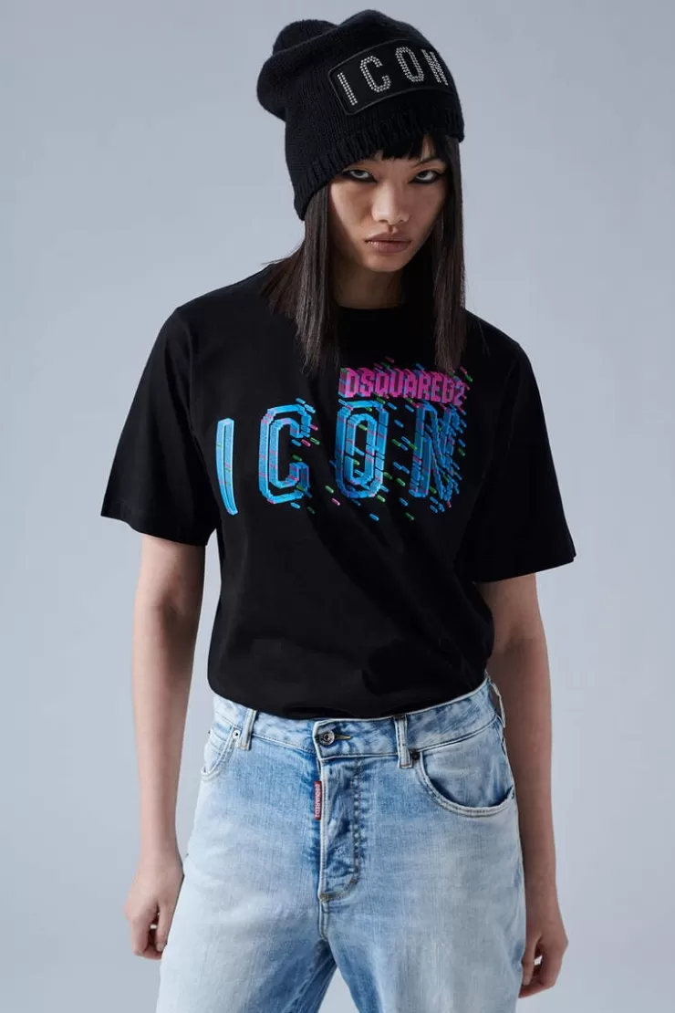 Dsquared2 Icon Pixeled Easy T-Shirt>Donna Top & T-Shirt