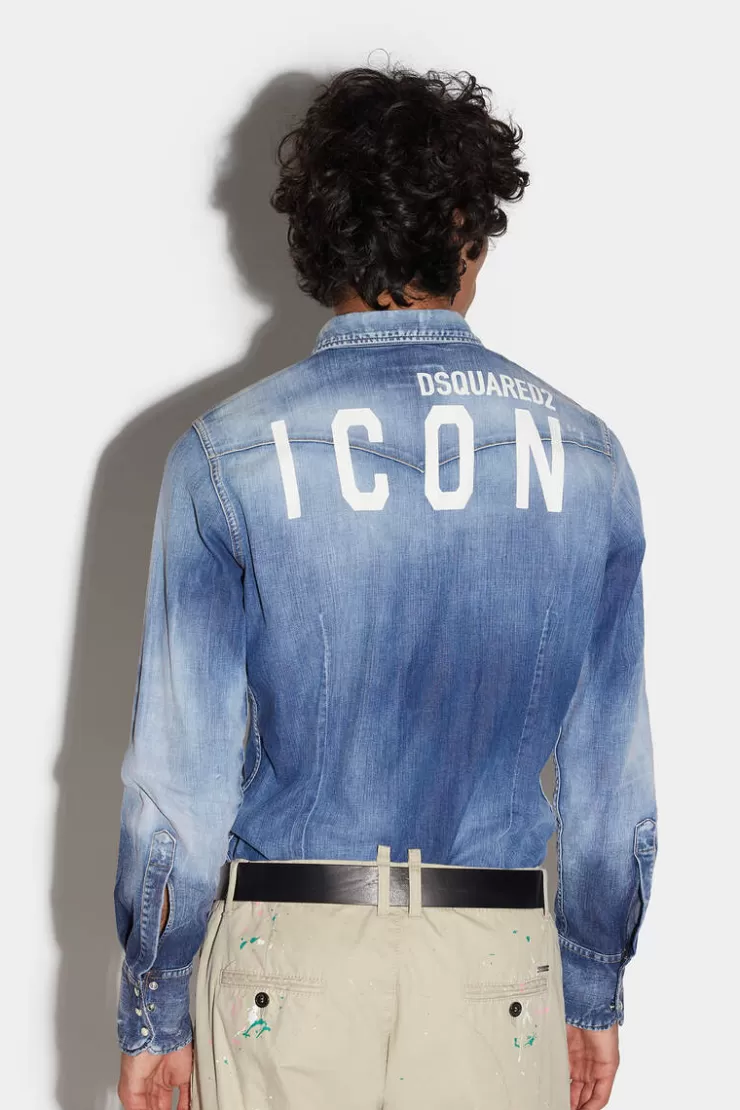 Dsquared2 Icon Western Denim Shirt>Uomo Camicie