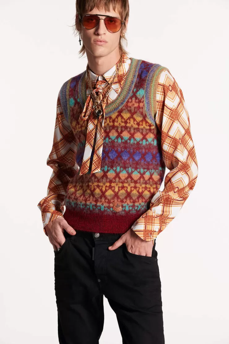 Dsquared2 Jacquard Vest Knit>Uomo Maglieria