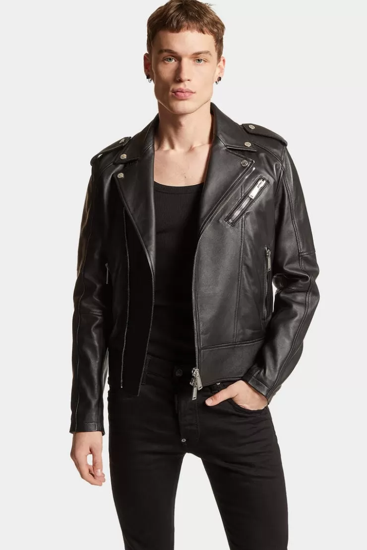 Dsquared2 Kiodo Leather Jacket>Uomo Cappotti & Giubbotti