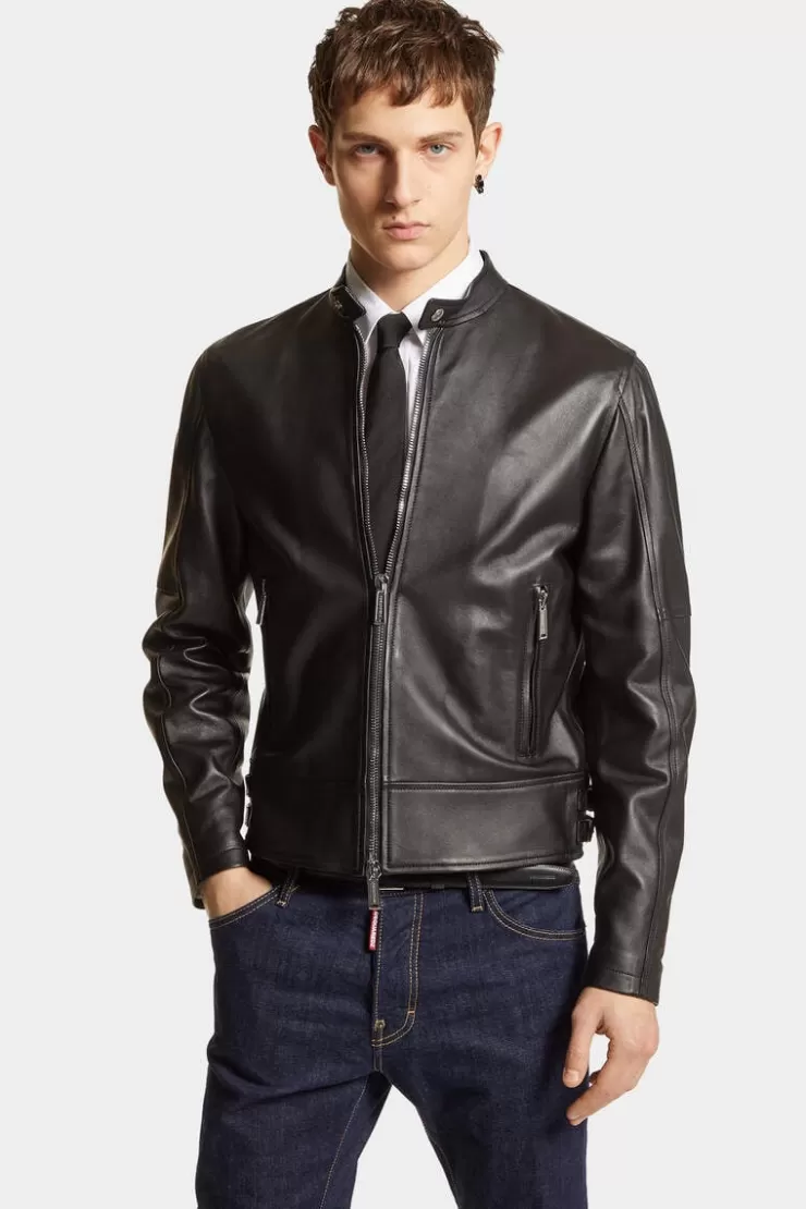Dsquared2 Leather Biker Bomber>Uomo Cappotti & Giubbotti