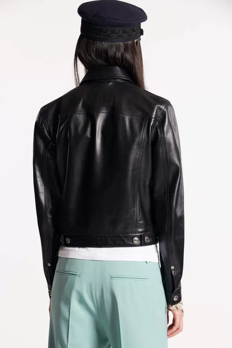 Dsquared2 Leather Boyfriend Jacket>Donna Cappotti & Giubbotti