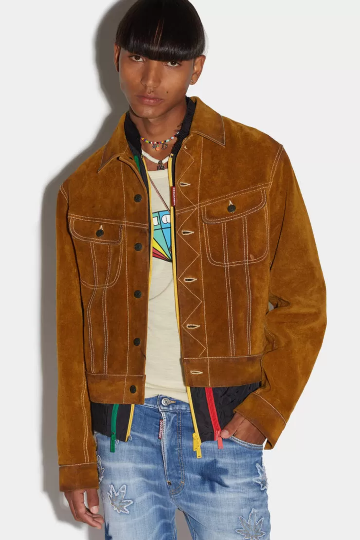 Dsquared2 Leather L.A. Jean Jacket>Uomo Cappotti & Giubbotti