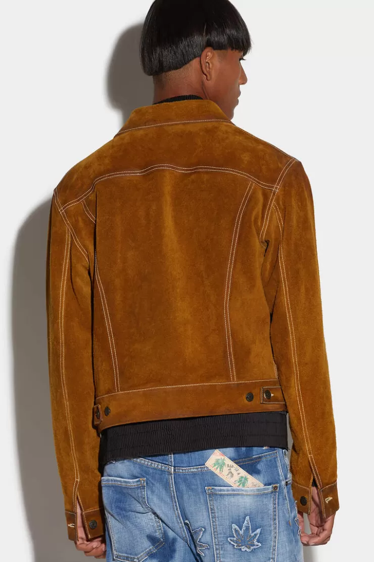 Dsquared2 Leather L.A. Jean Jacket>Uomo Cappotti & Giubbotti