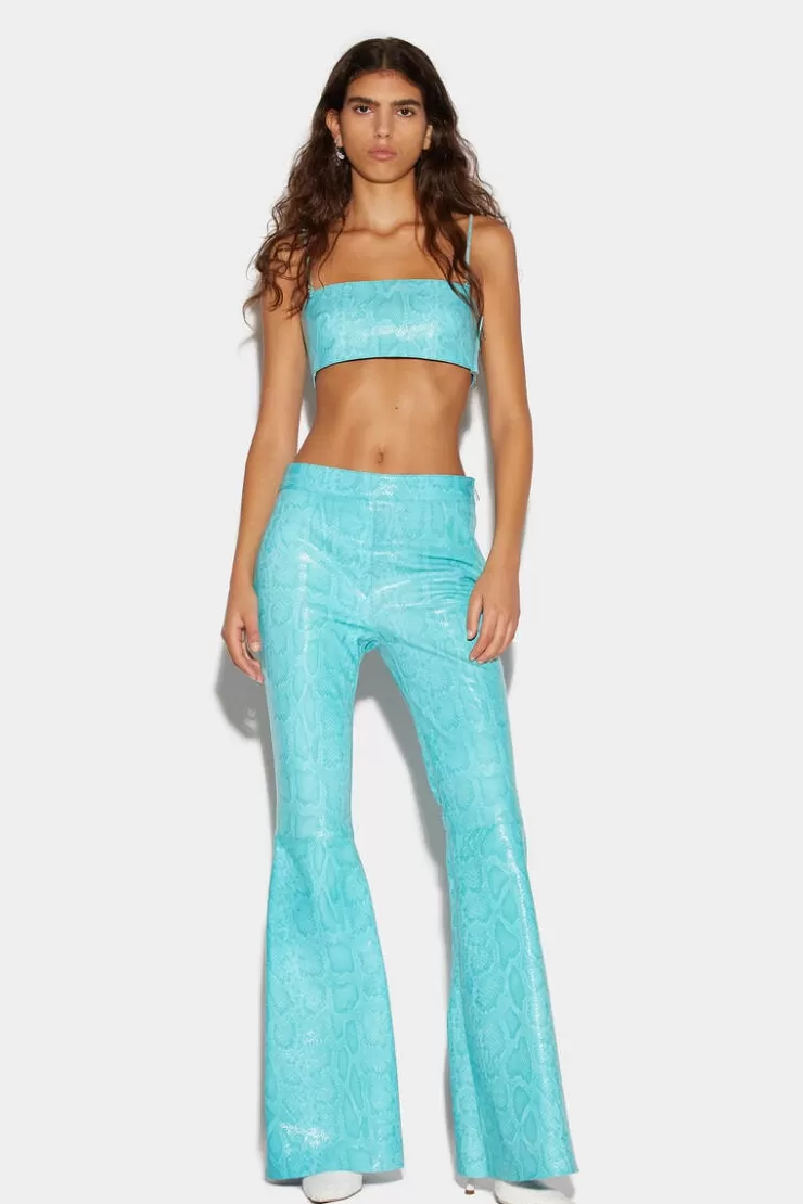 Dsquared2 Leather Low-Waist Super Flare Pants>Donna Pantaloni