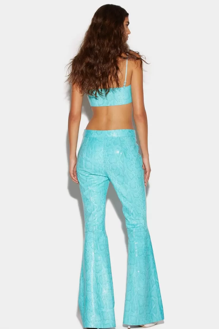 Dsquared2 Leather Low-Waist Super Flare Pants>Donna Pantaloni