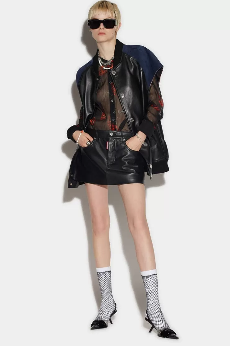 Dsquared2 Leather Over Bomber Vest>Donna Cappotti & Giubbotti